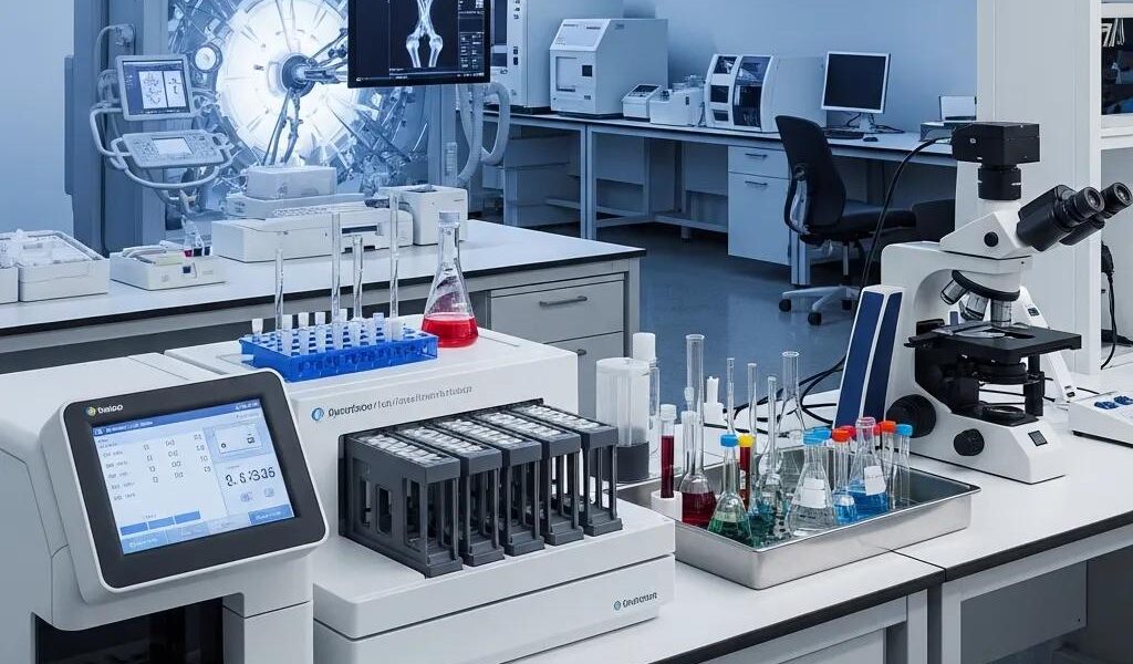 Advanced biomedical lab equipment in a modern laboratory setting