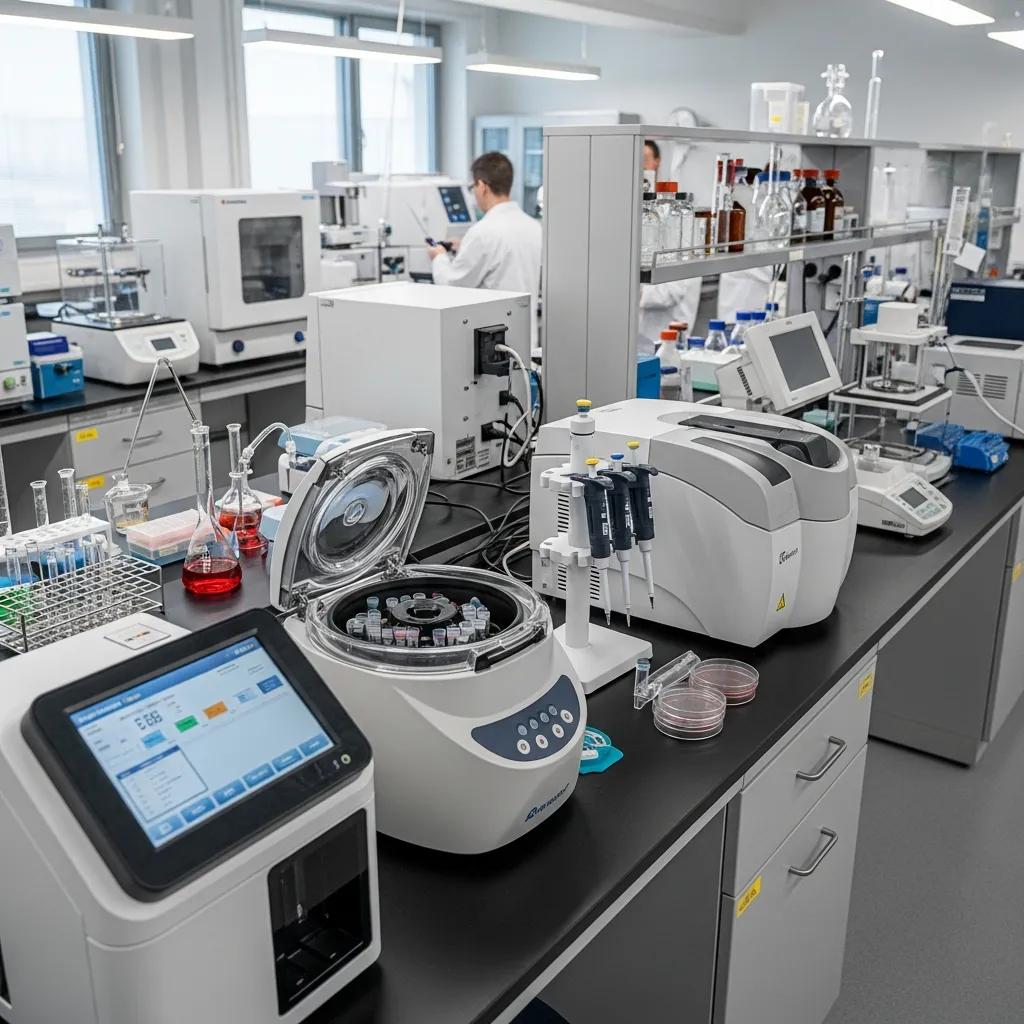 Variety of biomedical lab instruments including diagnostic devices and clinical lab instruments
