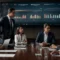 a group of business professionals gathered around a conference table, engaging with a large screen displaying advanced analytics.